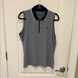 Vineyard Vines Blue and White Striped Golf Polo